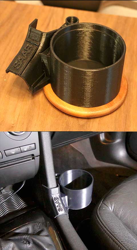 Center console 3d printed Saab 9-3 Cup holder